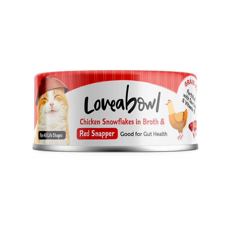 [Loveabowl-貓罐]天然無穀雪絨嘟嘟雞｜嫩雞+紅鯛魚｜Chicken with Red Snapper｜70g｜(湯汁肉絲)