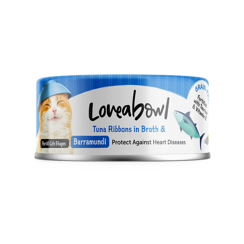 [Loveabowl-貓罐]天然無穀絲滑香香魚｜吞拿魚+鱸魚｜Tuna with Barramundi｜70g｜(湯汁肉絲)
