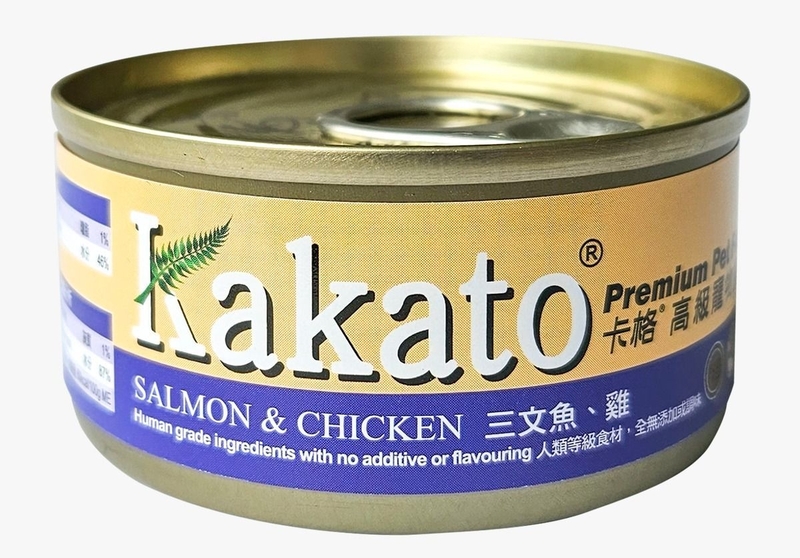 [KAKATO]天然鮮食罐(貓狗)｜三文魚、雞肉｜70g｜(啫喱肉絲)