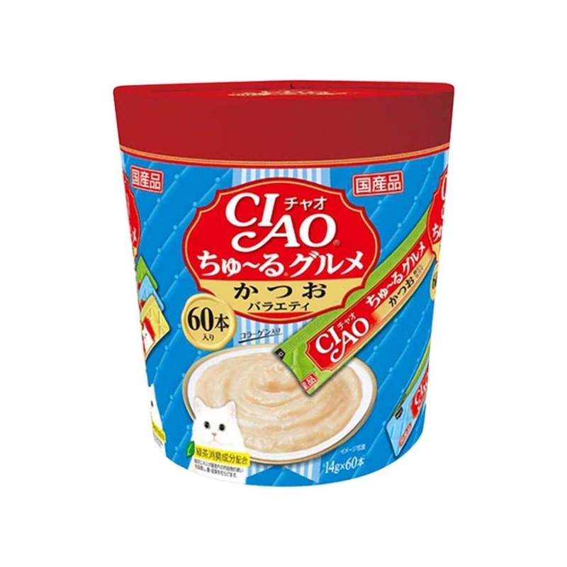 [Ciao]肉泥唧唧醬｜雞肉+鰹魚味｜14g x 60支｜大筒裝｜(SC-221)