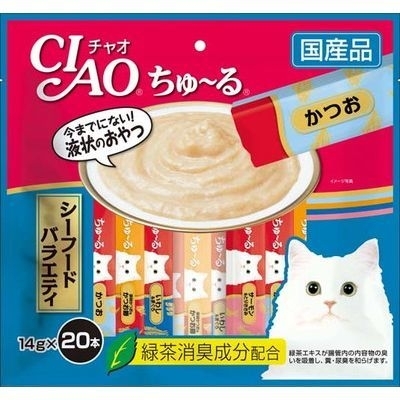 [Ciao]肉泥唧唧醬｜鰹魚+海鮮味｜14g x 20支｜大包裝｜(SC-196)