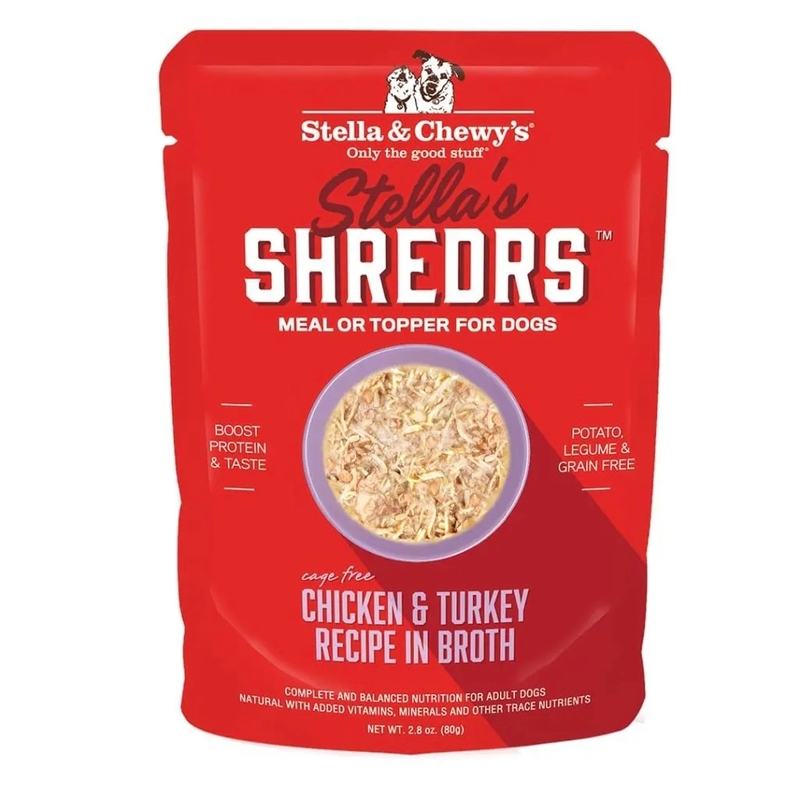 [Stella-狗濕包]Shredrs肉絲滋味包系列｜放養雞+火雞配方｜2.8oz｜(湯汁肉絲/主食)