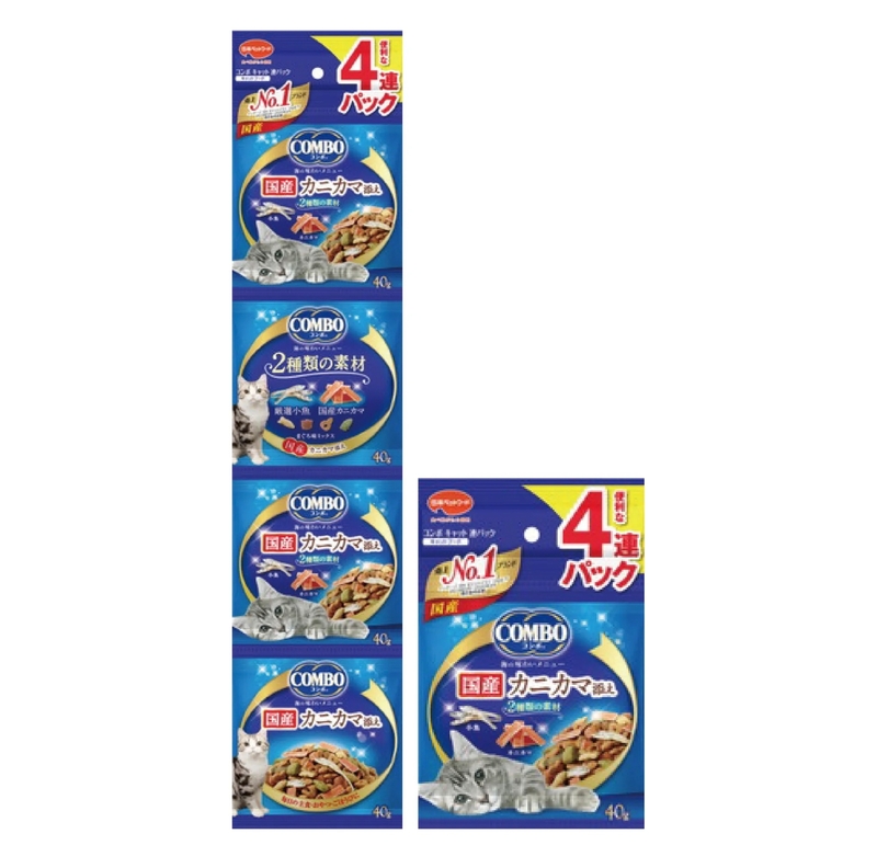 [Combo]4連包系列｜蟹柳+海鮮小魚乾｜脆脆餅｜(40g*4包)｜日本製