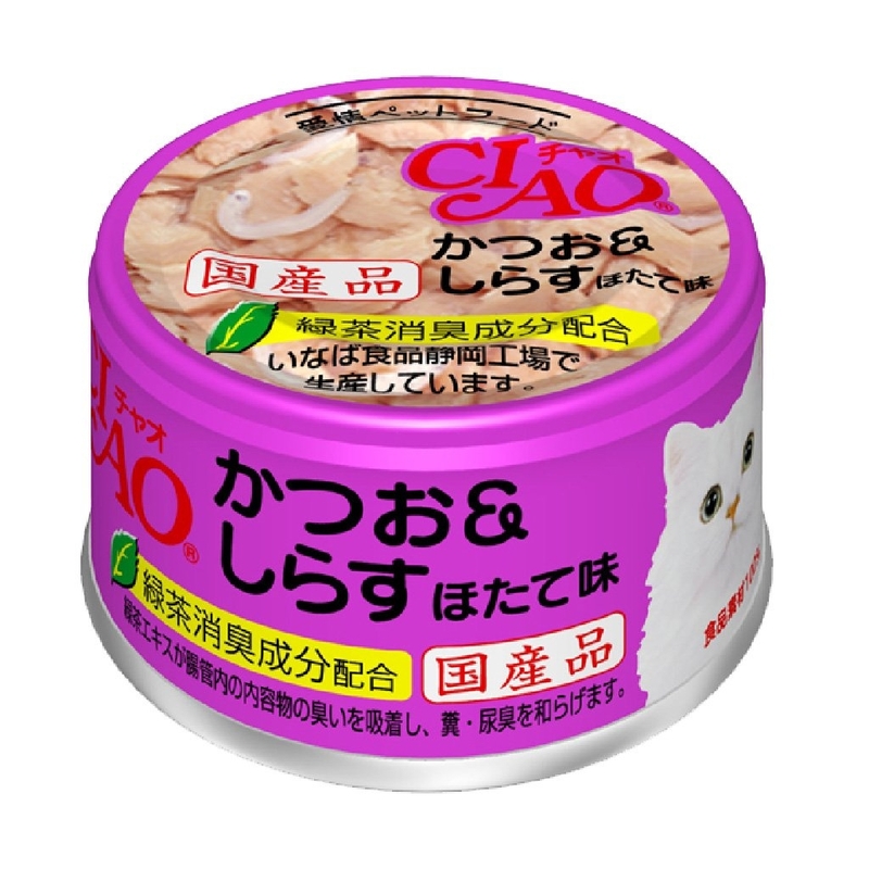 [CIAO-貓罐]鰹魚+白飯魚+扇貝味｜85g｜(A-12)｜(肉絲)｜日本製