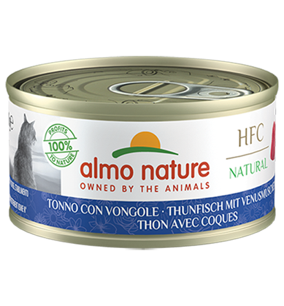 [Almo-貓罐]HFC Natural 系列｜吞拿魚+蜆肉｜Tuna with Clams｜70g｜(湯汁肉絲) 