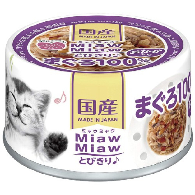 [Aixia-貓罐]Miaw Miaw｜吞拿魚+鰹魚｜60g｜(湯汁肉絲)｜日本製｜(MT-4)