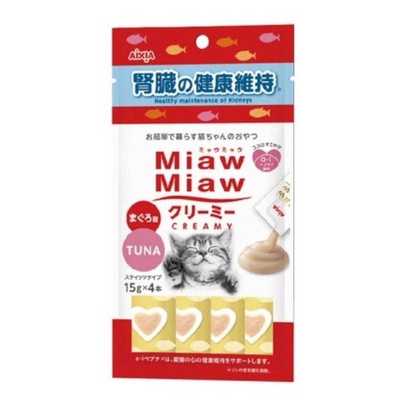 [Aixia]Miaw Miaw｜腎臟護理配方｜吞拿魚唧唧肉泥醬｜(15g*4條)｜日本製