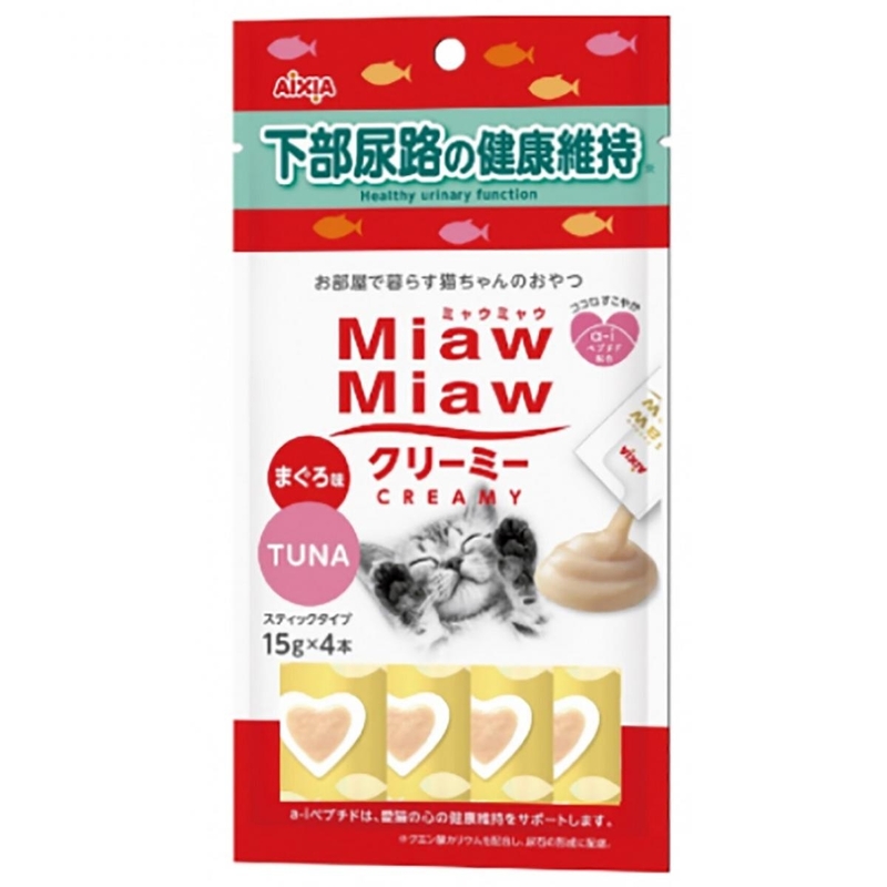 [Aixia]Miaw Miaw｜下部尿道配方｜吞拿魚唧唧肉泥醬｜(15g*4條)｜日本製