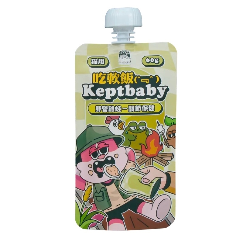 [Couch Potato]吃軟飯Keptbaby｜骨肉泥主食餐包｜野營雞蛙｜關節保健｜60g｜(慕絲/主食)｜台灣製