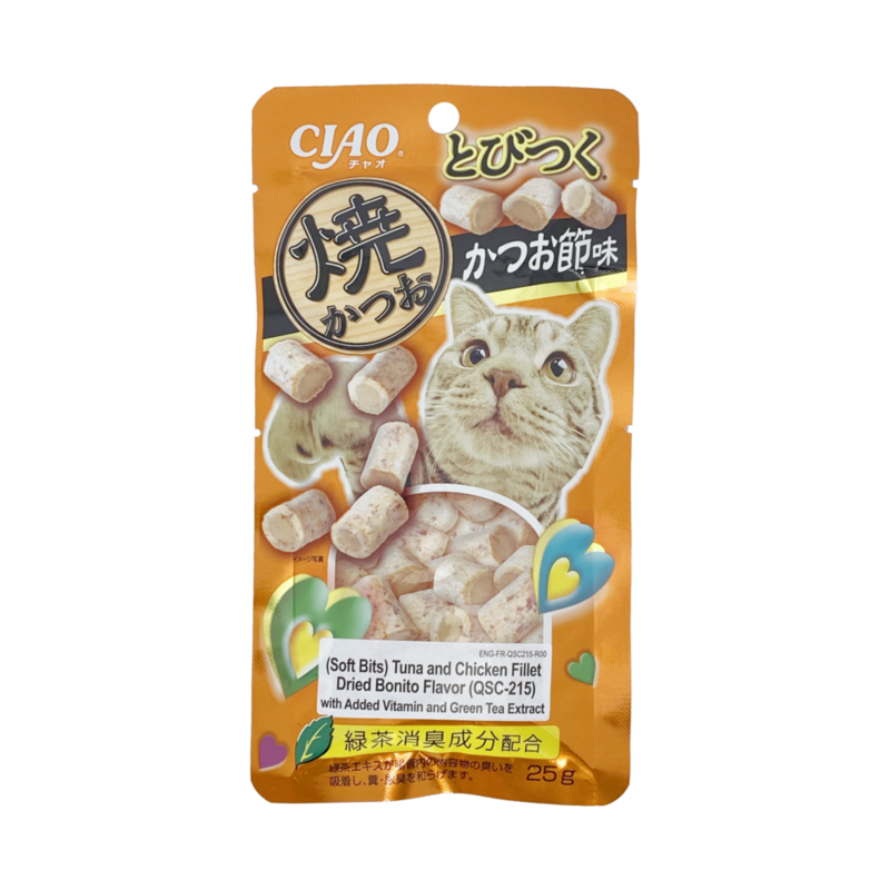 [Ciao]半濕夾心肉粒｜吞拿魚+雞肉+鰹魚味｜25g｜(Qsc-215)