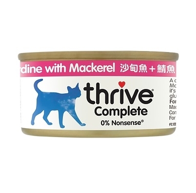[Thrive-貓罐]整全膳食主食罐｜沙甸魚及鯖魚｜(肉絲/主食)｜75g