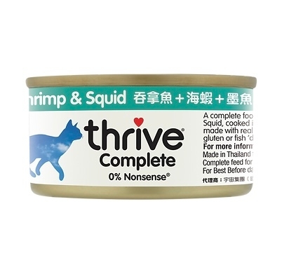 [Thrive-貓罐]整全膳食主食罐｜吞拿魚+蝦+墨魚｜(肉絲/主食)｜75g