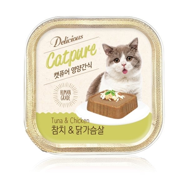[Cat Pure-貓罐]天然無穀物低脂｜吞拿魚+雞肉｜100g｜(肉泥慕絲)｜韓國製