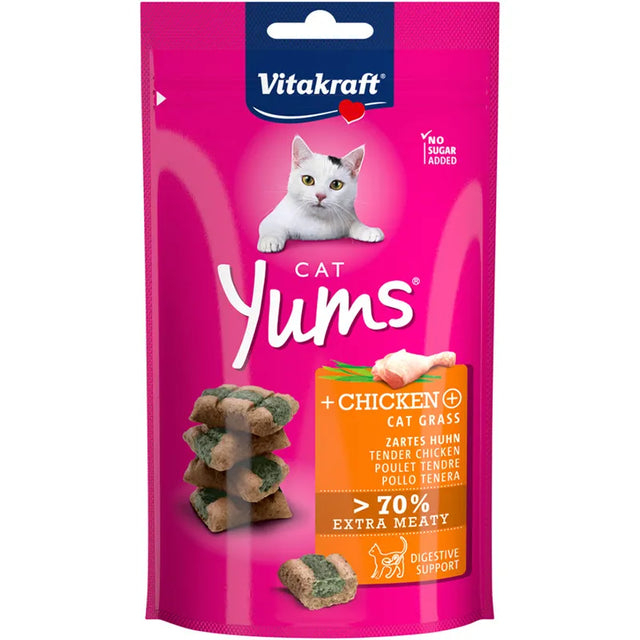 [Vitakraft-貓小食]Cat Yums夾心肉粒｜雞肉+貓草｜40g｜(德國製)