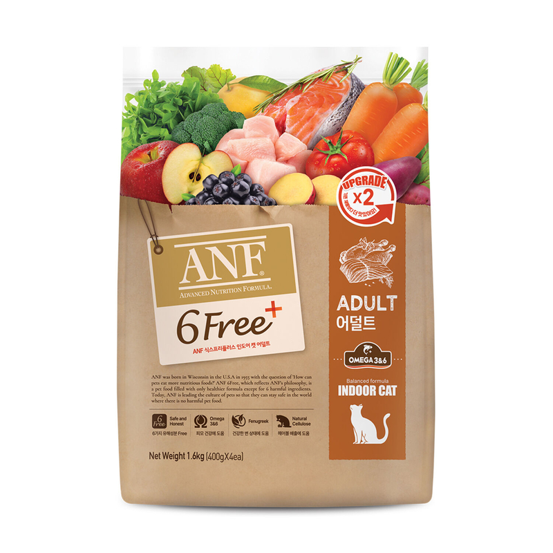 [ANF-貓糧]6 Free Plus｜室內成貓配方｜(雞肉,三文魚,鴨肉)｜5.6kg(400g*14包)