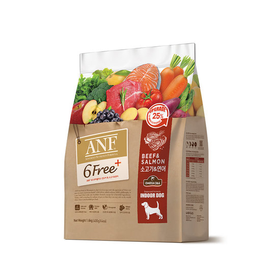 [ANF-狗糧]6 Free Plus｜天然防敏感｜牛肉+三文魚｜(全犬)｜5.6kg(400g*14包)｜(代訂)