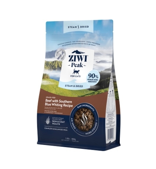 [ZiwiPeak-貓糧]微蒸風乾貓糧｜草飼牛肉配南藍鱈魚｜Beef with Southern Blue Whiting｜800g｜(香港行貨)