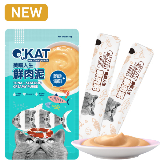 [O’Kat]鮮肉泥唧唧醬｜鮪魚(吞拿魚)+海鮮｜14g x4支