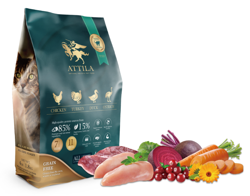 [Attila阿提拉]天然無穀頂級鮮肉貓糧｜雞+火雞+鴨肉+鴕鳥肉｜全貓｜360g｜台灣製