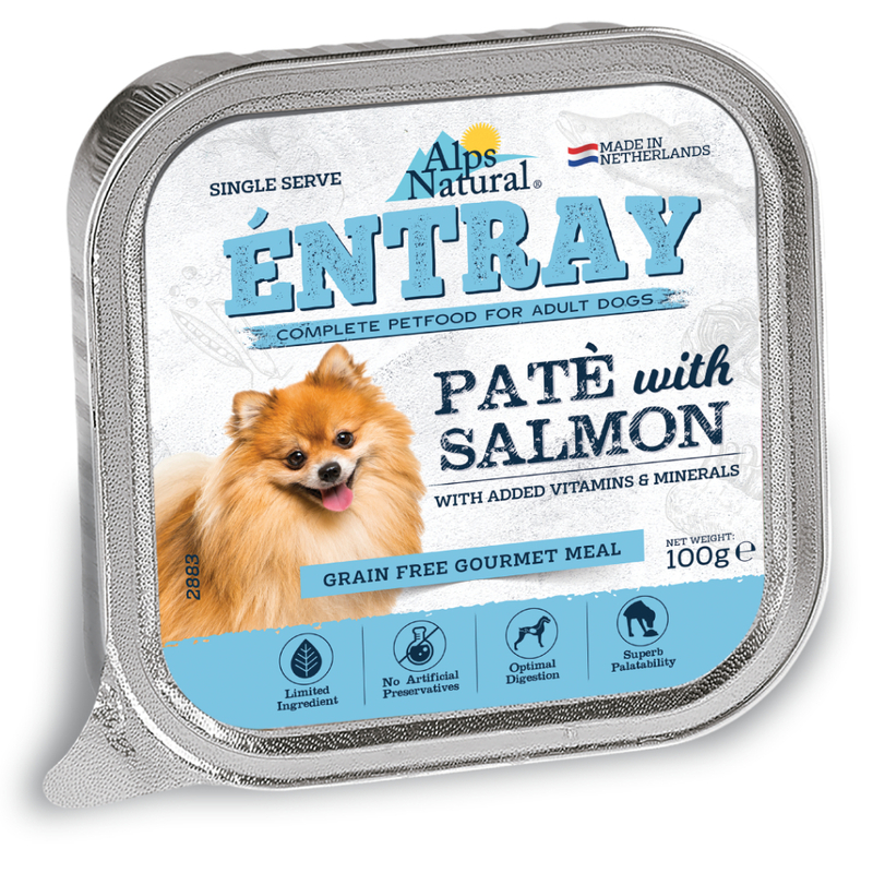[Alps Natural 阿爾卑斯]Entray無穀物主食餐盒(狗)｜三文魚｜Salmon｜100g｜荷蘭製