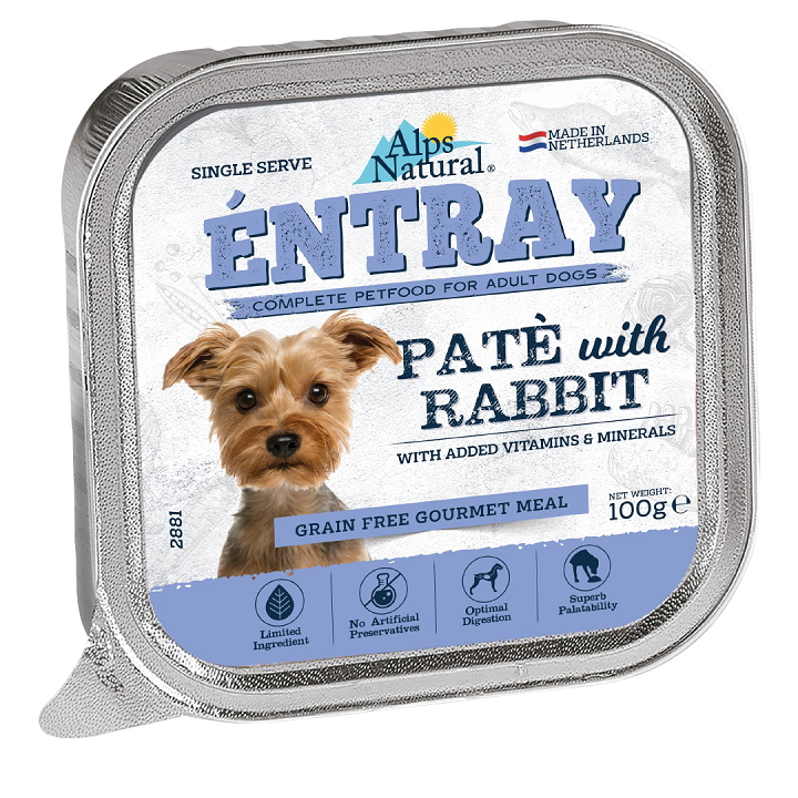 [Alps Natural 阿爾卑斯]Entray無穀物主食餐盒(狗)｜兔肉｜Rabbit｜100g｜荷蘭製