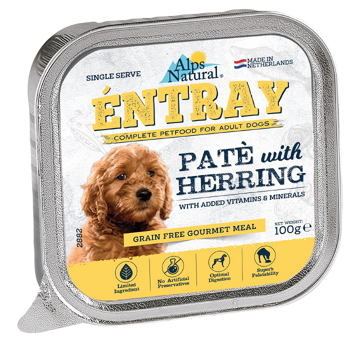 [Alps Natural 阿爾卑斯]Entray無穀物主食餐盒(狗)｜希靈魚｜Herring｜100g｜荷蘭製