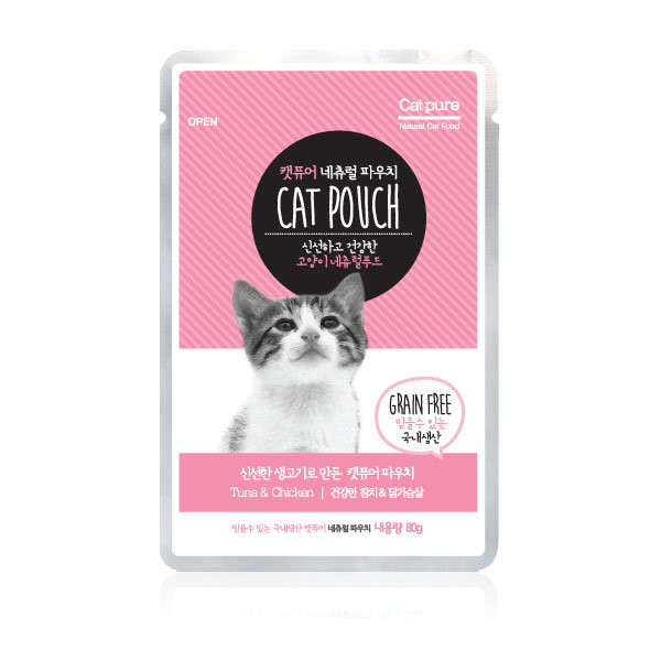 [Cat Pure]Cat Pouch無穀物營養餐包｜紅肉吞拿魚+雞肉｜全貓｜(肉絲)｜80g｜韓國製