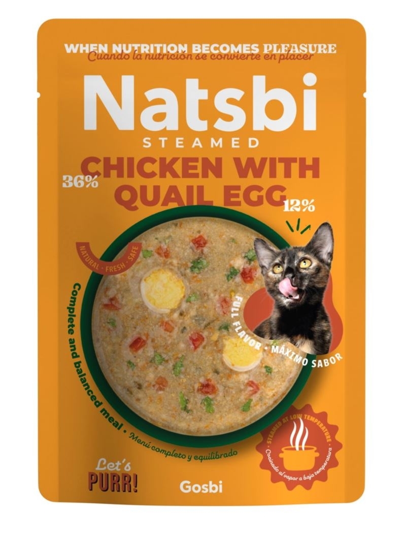 [Natsbi]Steamed蒸煮主食營養濕包(貓)｜雞肉x鵪鶉蛋配方｜Chicken whit Quail Egg｜ 80g｜(肉醬/主食)｜西班牙製