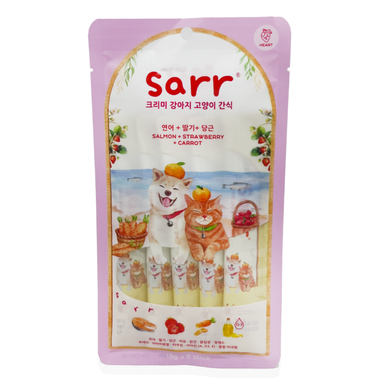 [Sarr]北歐天然魚油肉泥條(貓狗)｜三文魚x士多啤梨x胡蘿蔔｜心血管健康｜15g x 5本