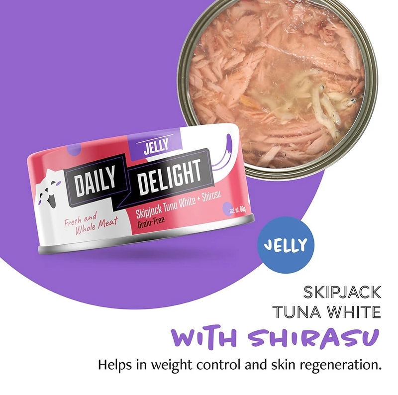 [Daily Delight-貓罐]啫喱系列｜白鰹吞拿魚+銀魚｜80g｜(啫喱肉絲/主食)｜(DD55)