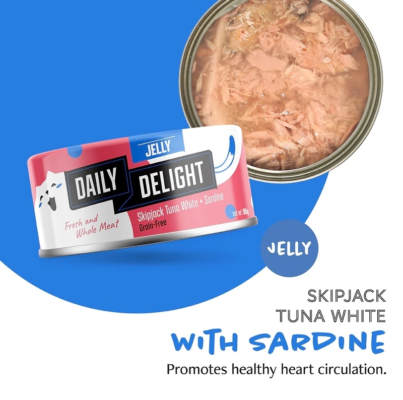 [Daily Delight-貓罐]啫喱系列｜白鰹吞拿魚+沙丁魚｜80g｜(啫喱肉絲/主食)｜(DD53)