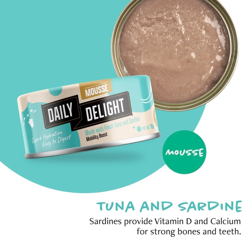 [Daily Delight-貓罐]慕絲系列｜吞拿魚+沙丁魚｜(慕絲/主食)｜70g｜(DD611)