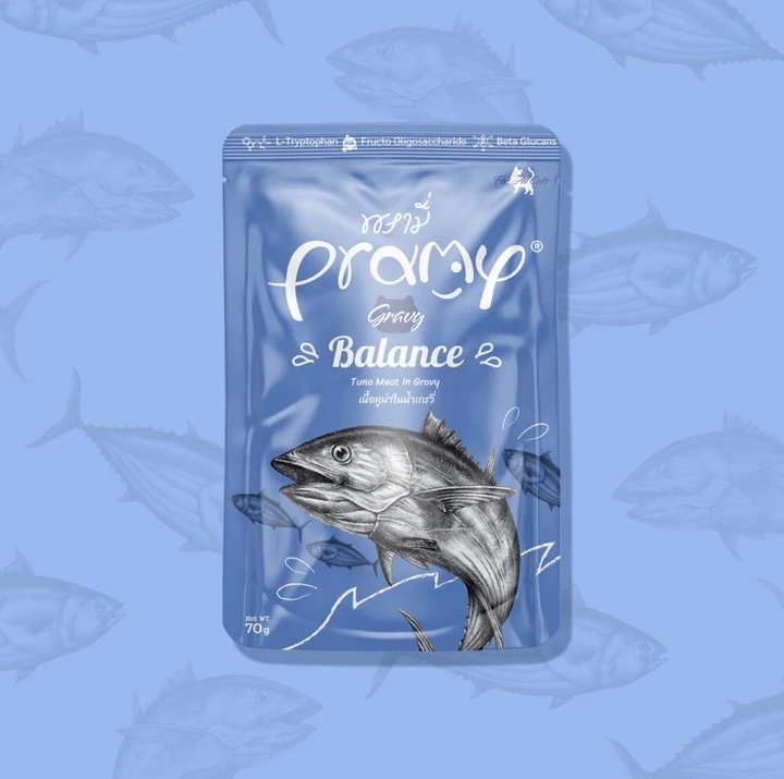 [Pramy]功能貓濕包｜肉汁系列｜高級白肉吞拿魚｜均衡營養｜70g｜(濃湯肉絲)