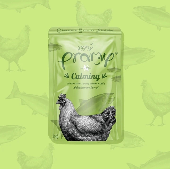 [Pramy]功能貓濕包｜啫喱系列｜三文魚+鮮嫩雞肉｜穩定情緒｜70g｜(啫喱肉絲)