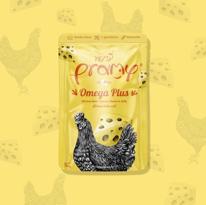 [Pramy]功能貓濕包｜啫喱系列｜鮮嫩雞肉+芝士｜多種奧米加酸｜70g｜(啫喱肉絲)