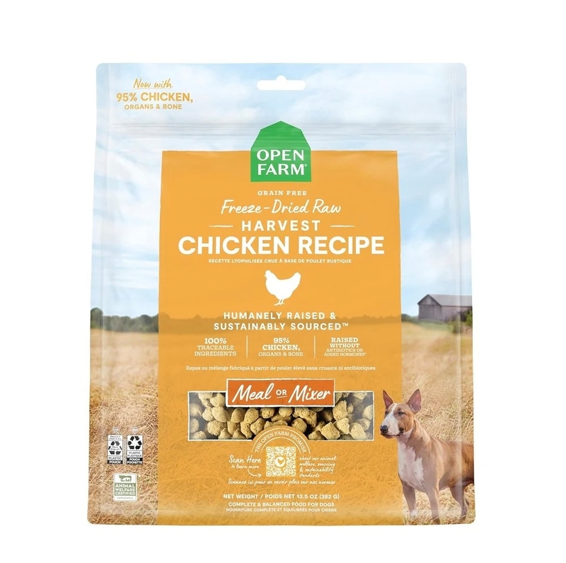 [Open Farm]凍乾鮮肉粒糧(狗)｜走地雞配方｜Harvest Chicken Recipe｜13.5oz｜(美國製)｜(代訂)