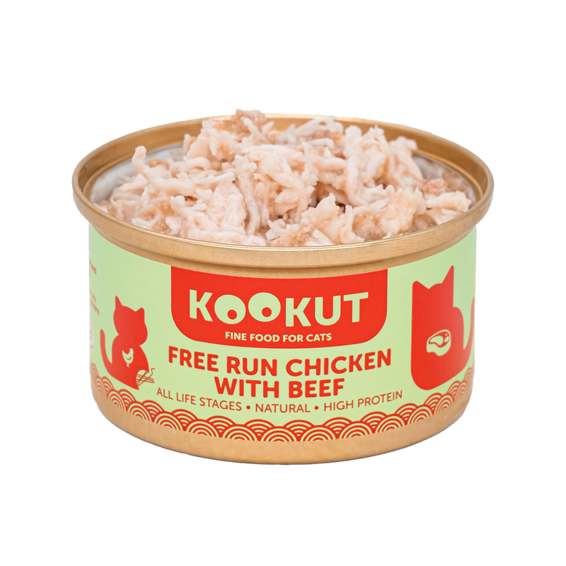 [Kookut-貓罐]走地雞x牛肉｜(Free Fun Chicken with Beef)｜70g｜(湯汁肉絲)