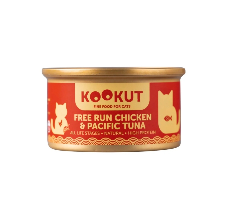[Kookut-貓罐]走地雞+太平洋吞拿魚｜Free Run Chicken & Pacific Tuna｜70g｜(湯汁肉絲)