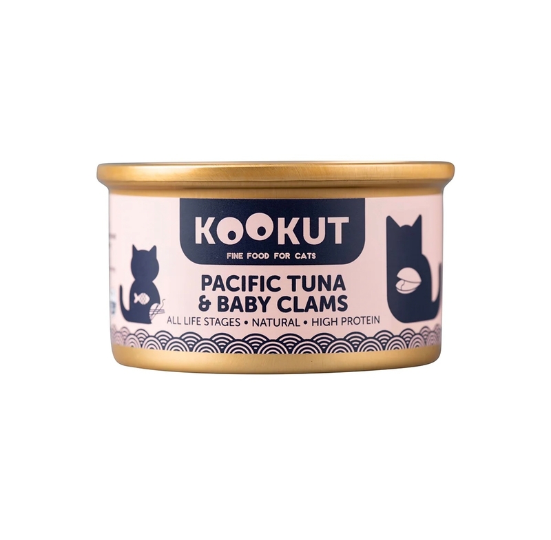 [Kookut-貓罐]太平洋吞拿魚+蜆仔｜Pacific Tuna & Baby Clams｜70g｜(湯汁肉絲)