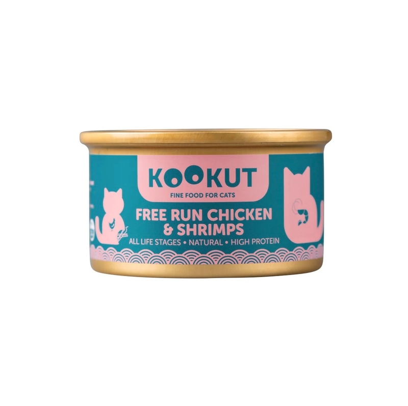 [Kookut-貓罐]走地雞+鮮蝦｜Free Run Chicken & Shrimps｜70g｜(湯汁肉絲)