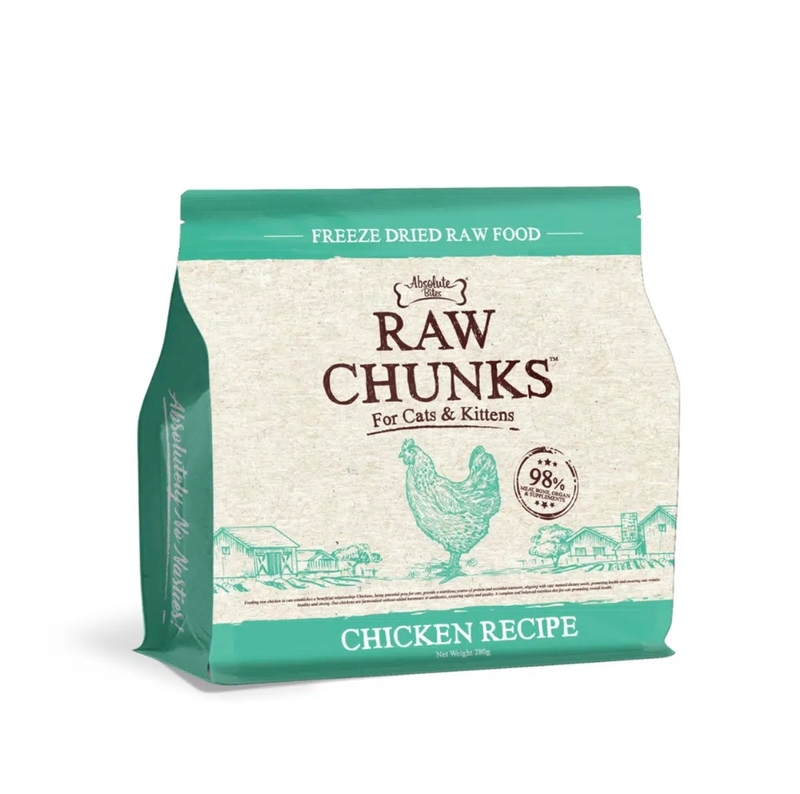 [Absolute Bites]Raw Chunks凍乾鮮肉粒糧(貓)｜雞肉配方｜Chicken Recipe｜280g