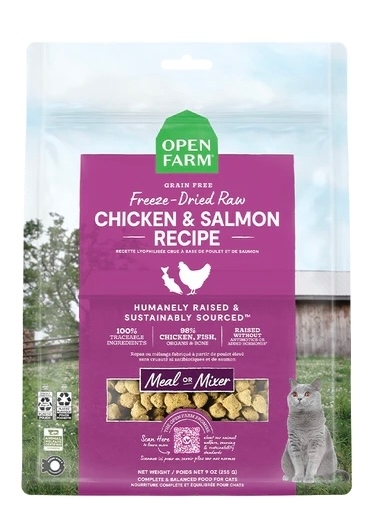 [Open Farm]凍乾鮮肉粒糧(貓)｜走地雞+三文魚配方｜Chicken & Salmon Recipe｜9oz｜(美國製)