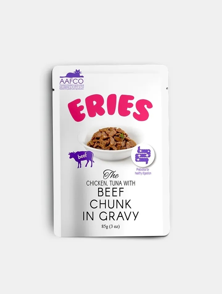 [Eries伊瑞思]黃金三角益生元主食餐包(貓)｜雞肉x吞拿魚x牛肉｜85g｜(濃湯肉粒/主食)