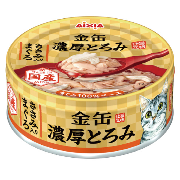 [Aixia-貓罐]金罐濃厚系列｜吞拿魚+雞肉｜70g｜(湯汁肉絲)｜日本製｜(GNT-4)