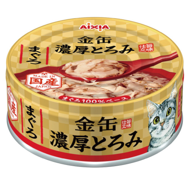 [Aixia-貓罐]金罐濃厚系列｜吞拿魚｜70g｜(湯汁肉絲)｜日本製｜(GNT-1)