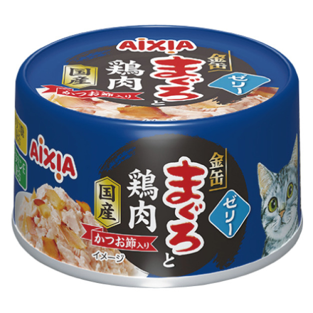 [Aixia-貓罐]金罐特選系列｜吞拿魚+雞肉+鰹魚乾｜70g｜(啫喱肉絲)｜日本製｜(GMC-3)