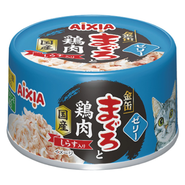 [Aixia-貓罐]金罐特選系列｜吞拿魚+雞肉+白飯魚｜70g｜(啫喱肉絲)｜日本製｜(GMC-2)