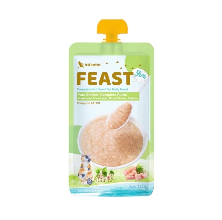 [Astkatta]Feast鮮肉盛宴營養主食包｜純雞肉｜綠唇貽貝提取物(關節)｜110g｜(慕絲/主食)