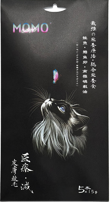 [Momo Care 萌寵守護]貓功能性主食肉泥條 ｜鮭魚+鱈魚卵+南極磷蝦油｜【皮膚.皮毛】｜15g x 5本｜台灣製