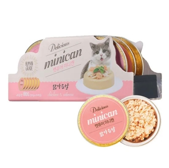 [Cat pure] Minican韓國迷你貓罐｜雞肉(粉色)｜原盒30g*6罐｜(肉泥慕絲)｜韓國製